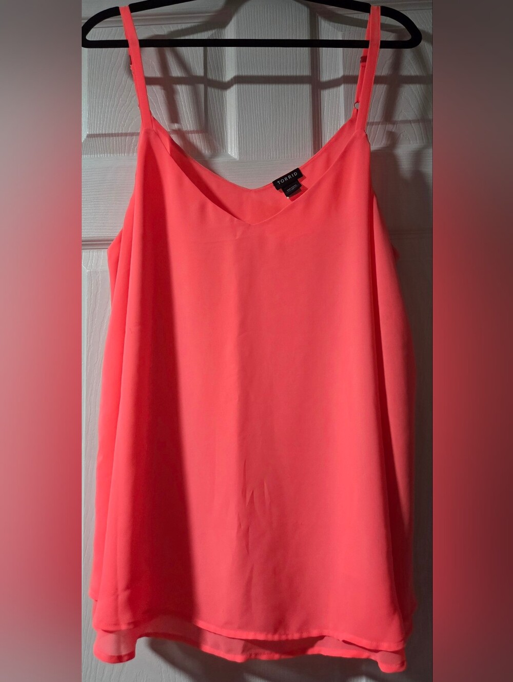Torrid Neon Coral Pink V-Neck Spaghetti Strap Tank